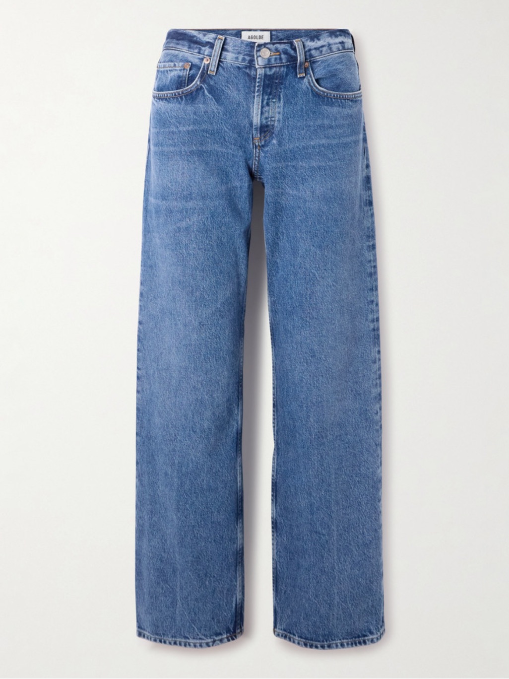Low-Rise Loose Distressed Straight-Leg Jeans
